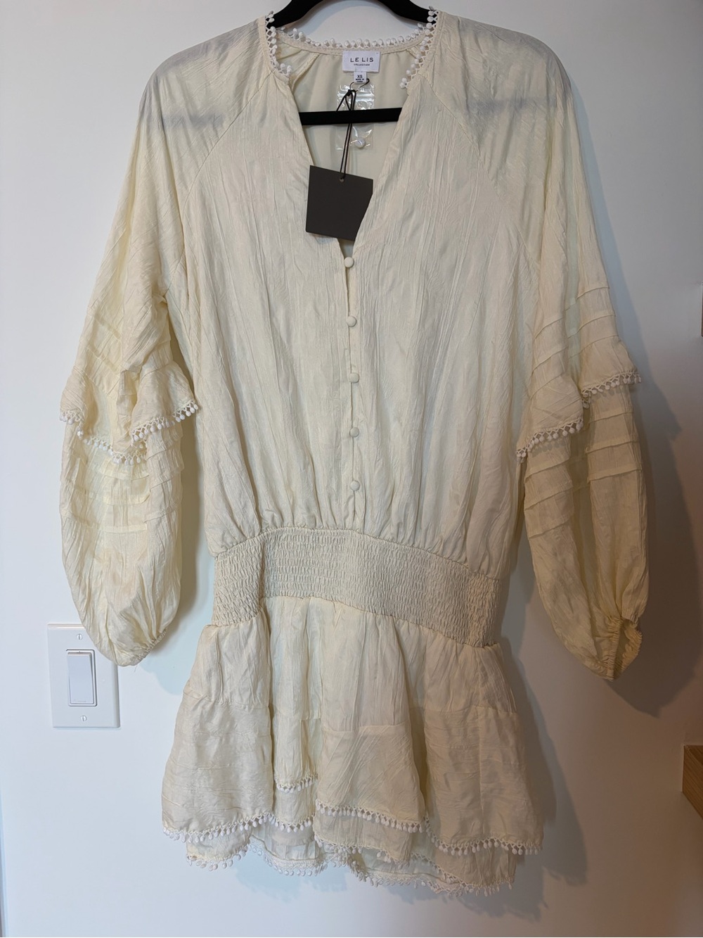 NWT Le Lis Cream romper with Smocked Waist